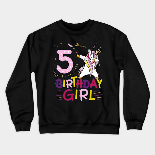 Funny Birthday Gift 5 year old Girl Dabbing Unicorn T-Shirt Crewneck Sweatshirt by Pummli